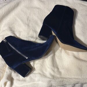 Marshalls Midnight Blue Velvet Ankle Booties